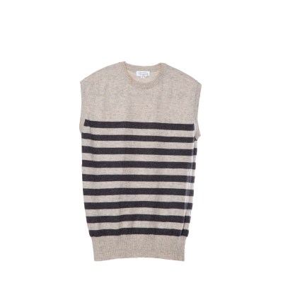 True Pashmina Grey and Black Strips Knitted Vest