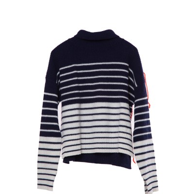 True Pashmina Blue and White Strips Ladies Pullover